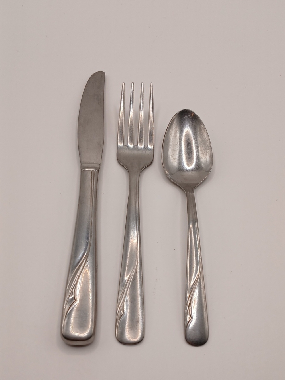 Vintage 1950's Childrens Oneida Ltd. Stainless Steel 3-Piece Flatware Set
